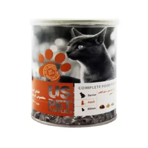 کنسرو غذای گربه یو اس پت با طعم گوشت مرغ و کدوحلوایی و کت نیپ UsPet Canned Food With Chicken & Pumpkin & Valeriana وزن 800 گرم