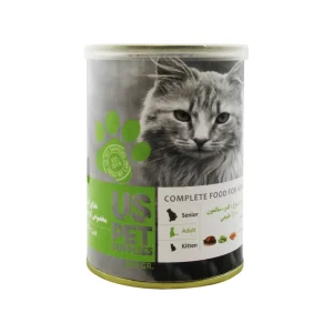 کنسرو غذای گربه یو اس پت با طعم مرغ و سالمون و کدو سبز UsPet Canned Food With Chicken & Salmon & Zucchini وزن 400 گرم