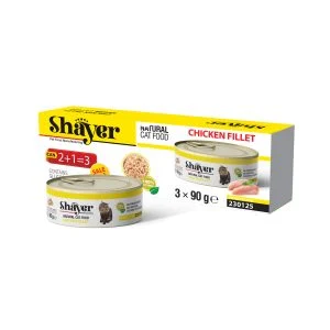 کنسرو غذای گربه با طعم فیله مرغ شایر Shayer Natural With Chicken Fillet بسته 3 عددی