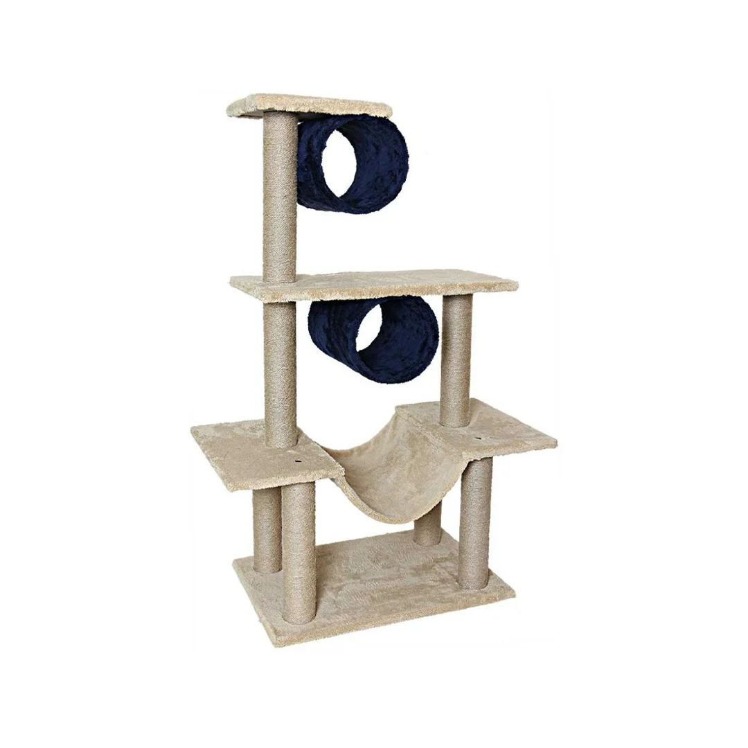 اسکرچر گربه مدل گیلاس کدیپک با دو تونل و ستونهای کنفی cat scratcher gilass model with tunnels, condo and large platforms