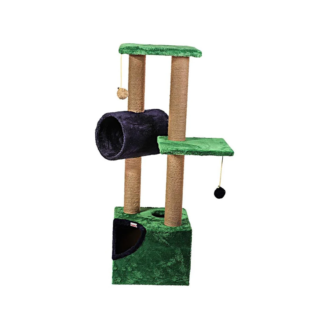 اسکرچر گربه مدل پسته با تونل و لانه مکعبی cat scratcher peste model with tunnel and condo