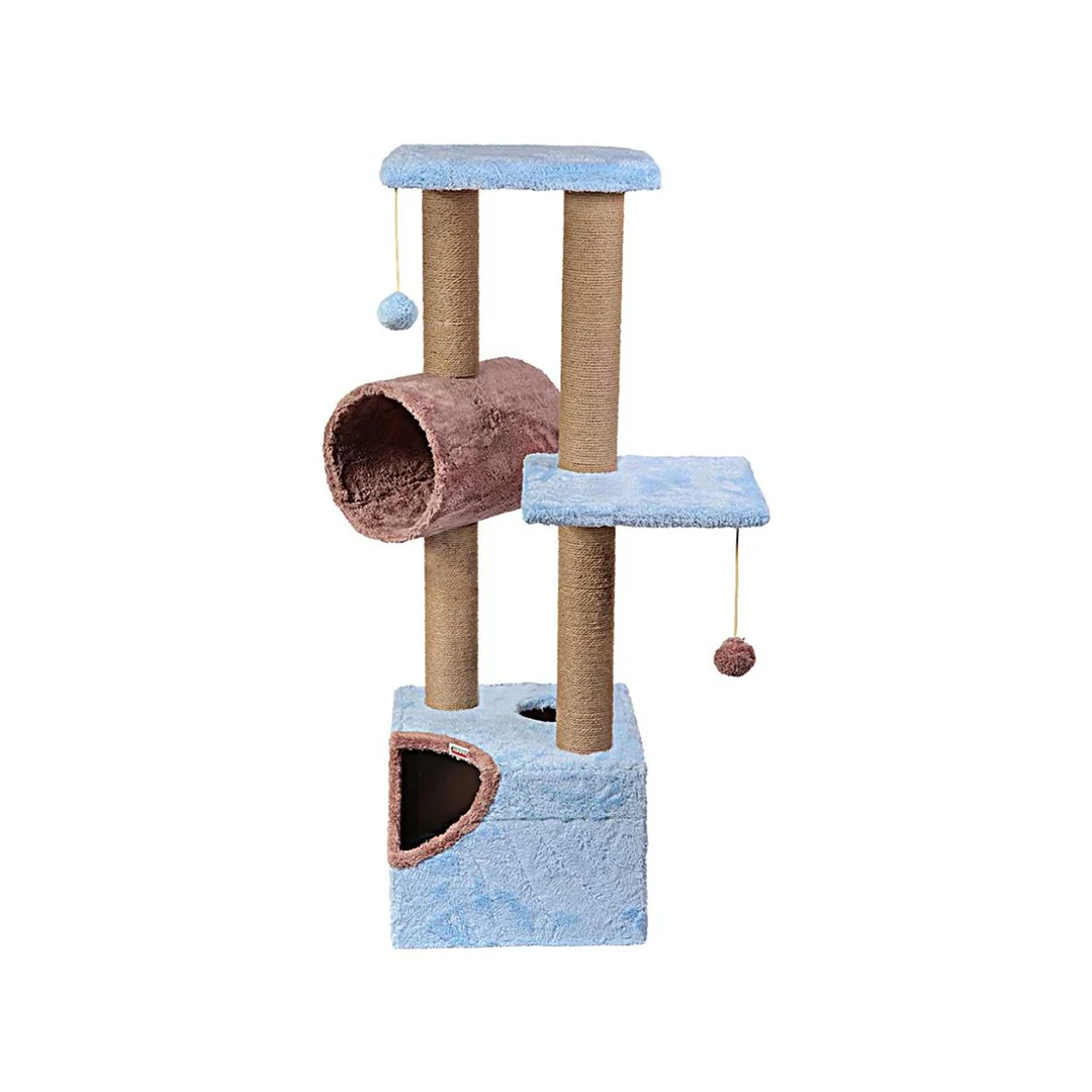 اسکرچر گربه مدل پسته با تونل و لانه مکعبی cat scratcher peste model with tunnel and condo