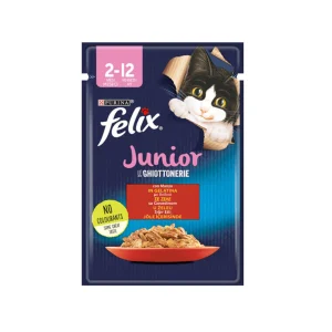 پوچ بچه گربه فلیکس با طعم گوشت گاو Felix Kitten With Beef وزن 85 گرم