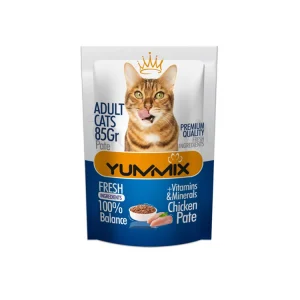 پوچ گربه بالغ یامیکس مدل پته با طعم مرغ Yummix With Chicken Pate Adult Cat Pouch وزن 85 گرم