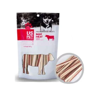 تشویقی ساندویچی سگ یو اس پت با طعم گوشت گاو ۱۰۰ گرم US Pet Beef Meat Dog Treat 100g