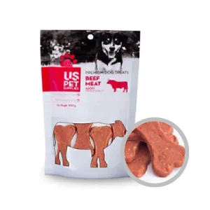 تشویقی استخوانی سگ یو اس پت با طعم گوشت و بادامزمینی ۱۰۰ گرم US Pet Beef Meat & Peanut Dog Treat 100g