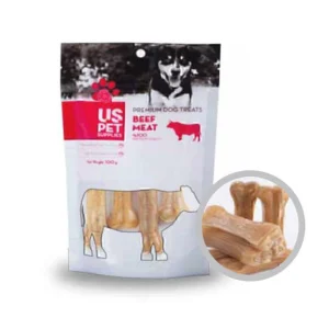 تشویقی سگ استخوان روهاید فشرده یو اس پت با طعم گوشت گاو ۱۰۰ گرم US Pet Beef Meat Pressed Rawhide Dog Treat 100g