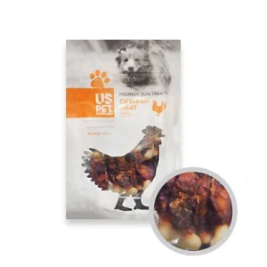 تشویقی سگ استخوان کلسیم با دورپیچ مرغ یو اس پت ۱۰۰ گرم US Pet Chicken Meat Calcium Bone Dog Treat 100g