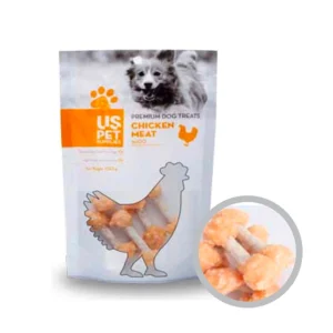 تشویقی دمبلی سگ یو اس پت با طعم مرغ و برنج ۱۰۰ گرمUS Pet Chicken Meat & Rice Dumbbell Dog Treat 100g