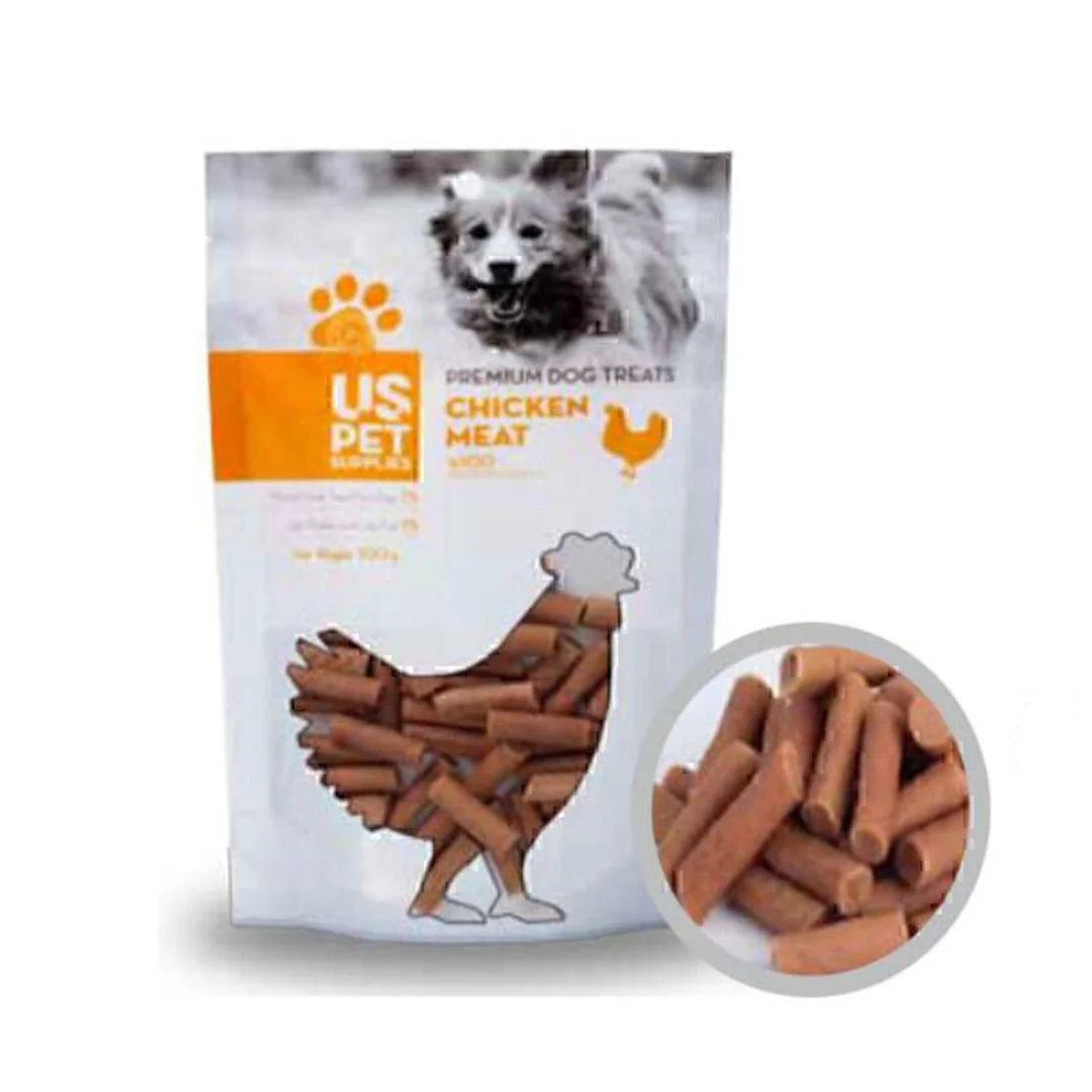 تشویقی لولهای سگ یو اس پت با طعم مرغ ۱۰۰ گرم US Pet Chicken Meat Tube Dog Treat 100g