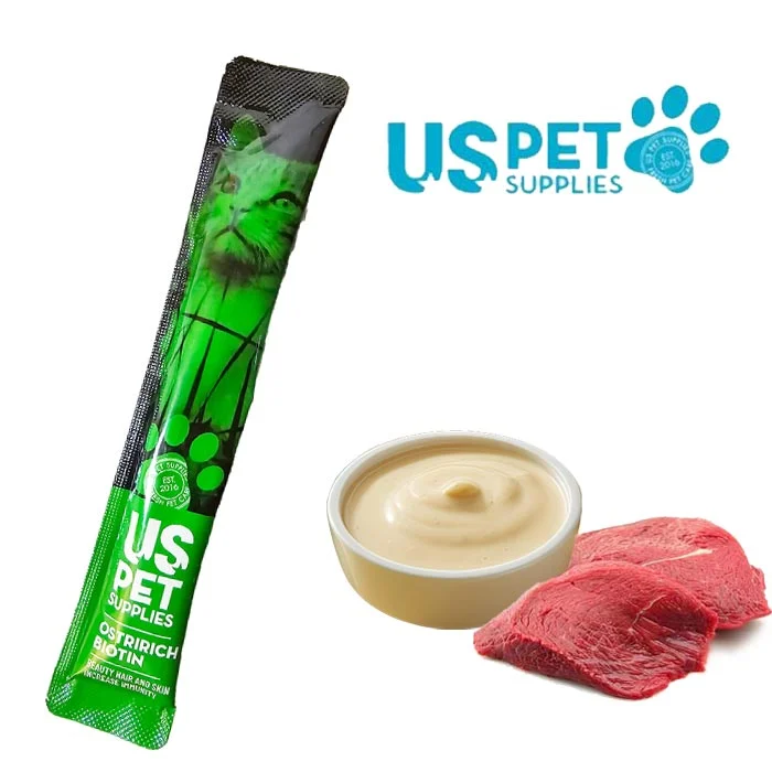 بستنی گربه یو اس پت طعم شترمرغ و بیوتین