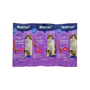 تشویقی گربه وینستون با طعم ماهی سالمون و قزل‌آلا Winston Cat Treats Salmon & Trout 5pcs تشویقی مدادی گربه وینستون بسته ۵ عددی