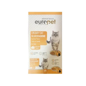 بستنی گربه یوروپت با طعم مرغ Europet Creamy Cat Treat With Chicken Flavor 14g تشویقی خامهای گربه یوروپت طعم مرغ بسته 25 عددی