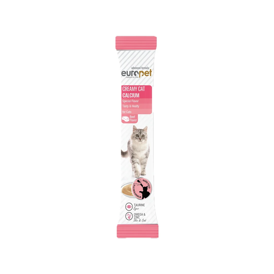 بستنی گربه یوروپت با طعم گوشت گاو Europet Creamy Cat Treat With Beef Flavor 14g تشویقی خامهای گربه یوروپت طعم گوشت گاو