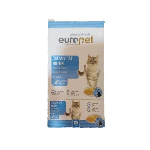 بستنی گربه یوروپت با طعم ماهی سالمون Europet Creamy Cat Treat With Salmon 15g تشویقی خامهای گربه یوروپت با طعم سالمون بسته 25 عددی