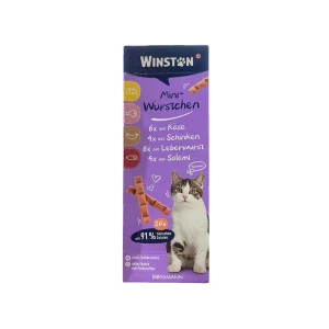 تشویقی سوسیسی گربه وینستون Winston Mini Sausage Cat Treats 20pcs تشویقی گربه وینستون طعمدار بسته ۲۰ عددی