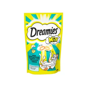 تشویقی گربه دریمیز با طعم ماهی سالمون و پنیر Dreamies Cat Treats With Cheese & Salmon 60g تشویقی سالمون و پنیر گربه دریمیز