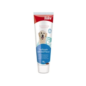 خمیر دندان سگ بایولاین با طعم گوشت Bioline dog toothpaste beef flavor 100g