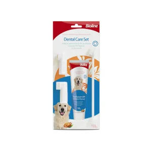 ست مسواک و خمیردندان سگ بایولاین با طعم مرغ Bioline dental oral care kit chicken 100g