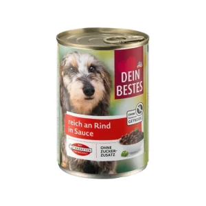 کنسرو سگ داین بست با طعم گوشت گاو در سس ۴۰۰ گرم Dein Bestes dog food beef in sauce 400g