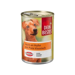 کنسرو سگ دین بستس با طعم گوشت گاو و جگر ۴۰۰ گرم Dein Bestes dog food beef and liver 400g