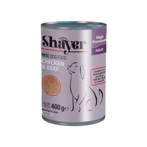 کنسرو سگ شایر با طعم مرغ و گوشت غذای مرطوب سگ شایر ۴۰۰ گرمی Shayer Canned Dog Food Chicken & Beef 400g
