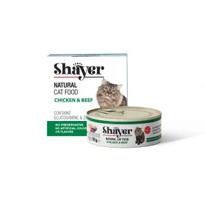 عکس کنسرو گربه شایر نچرال طعم مرغ و گوشت گاو – وزن 110 گرم – PetYar