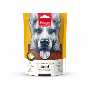 عکس تشویقی سگ ونپی Wanpy Beef Jerky Slices طعم گوشت گاو وزن 100 گرم – PetYar