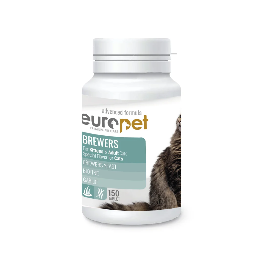 عکس قرص تقویت پوست و مو گربه یوروپت Europet Cat Brewers Tablet – بسته 150 عددی