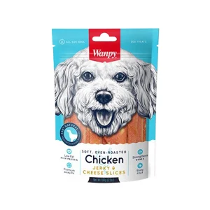 عکس تشویقی سگ ونپی مدل Chicken Jerky Cheese Slices طعم مرغ و پنیر وزن 100 گرم – PetYar