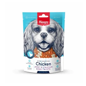 عکس تشویقی سگ ونپی Chicken Jerky & Calcium Bone Twists وزن 100 گرم – PetYar