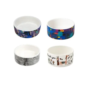 عکس ظرف آب و غذای سرامیکی سگ و گربه مدل دستی