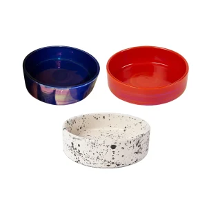 عکس ظرف آب و غذای سرامیکی سگ و گربه قطر ۲۰ سانتی‌متر