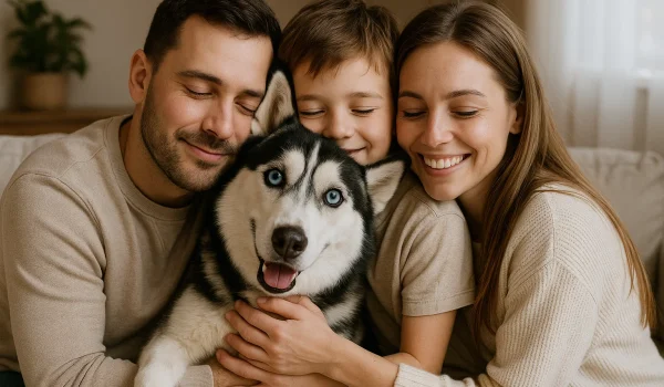 هاسکی در آغوش خانواده