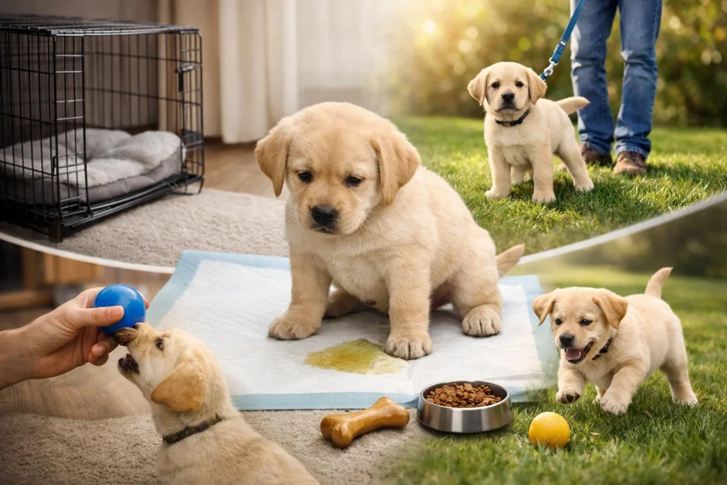 آموزش دستشویی توله سگ در فضای باز