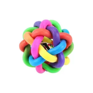 عکس اسباب‌بازی سگ و گربه مدل توپ ماکارونی زنگوله‌دار هپی پت