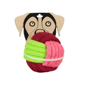 عکس توپ بازی سگ مدل نخی گره‌ای رنگ قرمز صورتی سبز