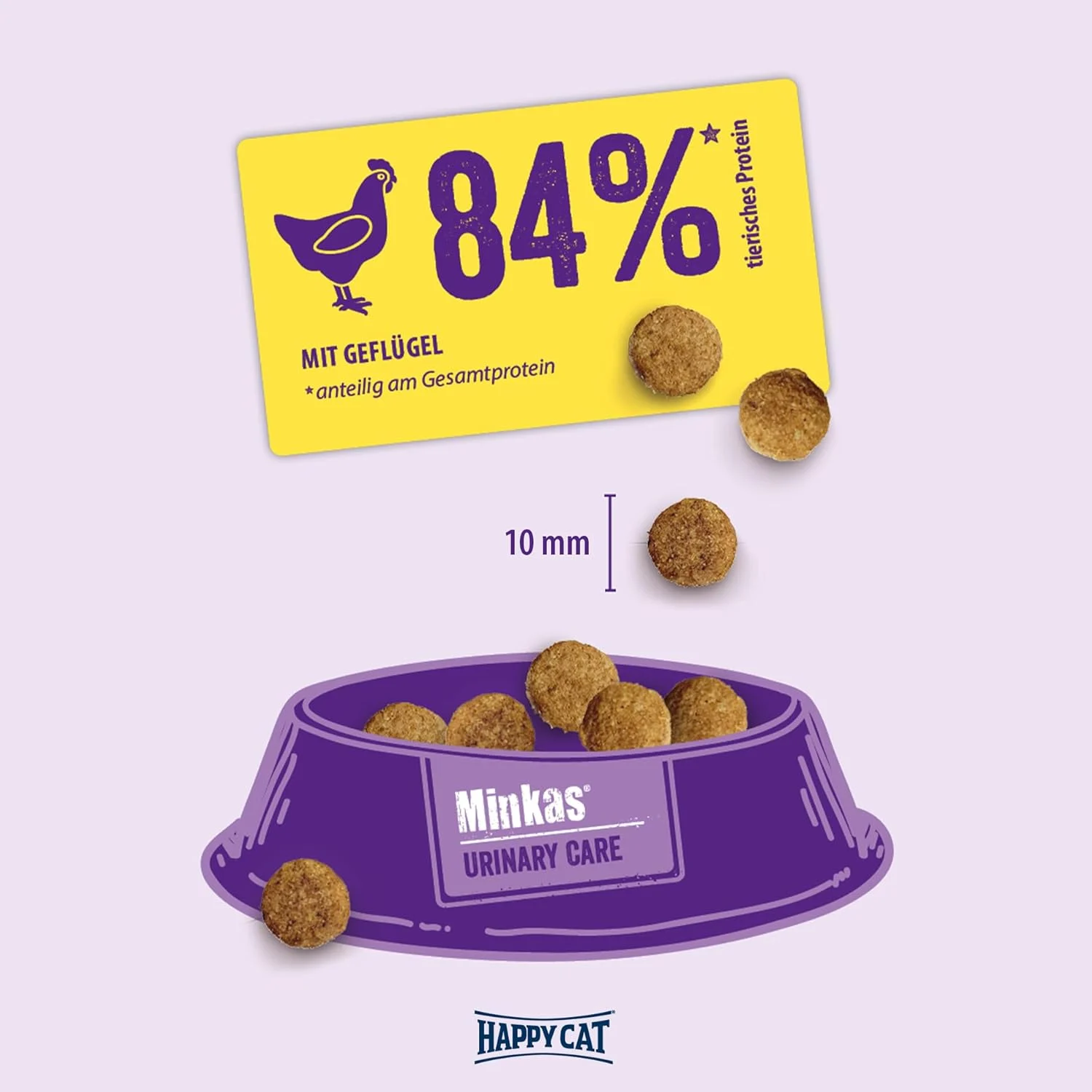 عکس دوم غذای خشک گربه بالغ هپی کت Minkas Urinary Care طعم مرغ 10 کیلوگرم